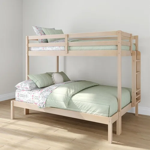Vista 13 de Grain & Grove - Litera de dos camas con oso, estructura de litera resistente para niños, litera de madera contrachapada con escalera, barandilla