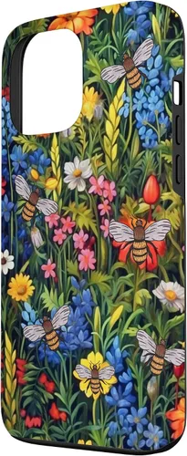 Vista 2 de Funda para iPhone 13 Pro Max Bees And Wildflowers