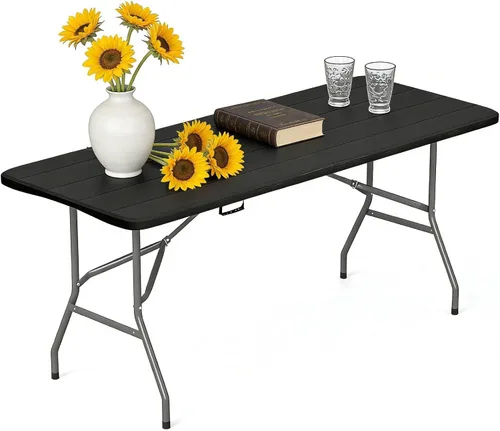 Vista 18 de Mesa Plegable de 4 Pies de Altura Ajustable con Asa Incorporada, Mesa Plegable Portátil de Servicio Pesado de 4 Pies con Patas de Acero