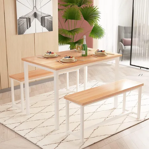 Vista 6 de Recaceik Juego de mesa de comedor beige de 47" para 4, juego de cocina de 3