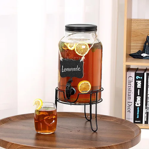 Vista 7 de Dispensadores de bebidas de vidrio de 1.5 galones para fiestas, dispensadores de bebidas heladas con soporte, dispensador de agua de vidrio