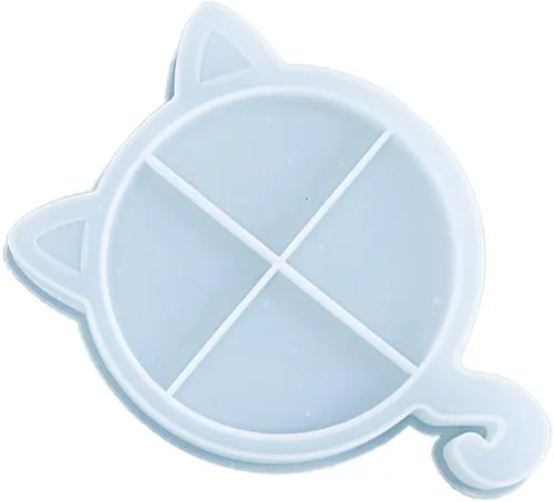 Vista 3 de Surakey Bandeja de silicona para gatos de Navidad, 1 molde de bandeja de resina, moldes de resina epoxi de silicona, posavasos para gato, alce