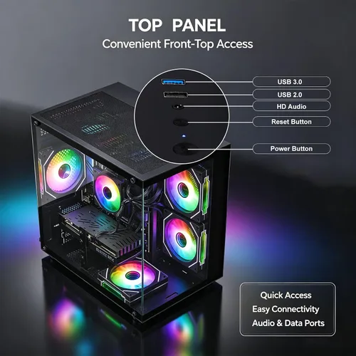 Vista 7 de PC para juegos preconstruida, RTX 3060 Ti 8GB, AMD Ryzen 7 5700X, 16 GB