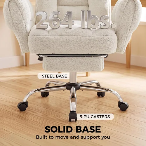 Vista 9 de HOMCOM Silla de oficina Criss Cross con reposabrazos abatibles Blanco crema