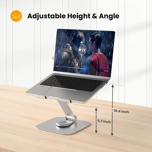 Vista 3 de Soporte para laptop Altura ajustable a 11.8 pulgadas Rotar 360° Plegable Portátil Multi-Ángulo iPad Stand BSL902S