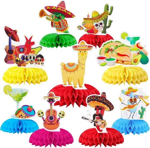 Vista 14 de TONIFUL Centros de mesa con diseño de panal de ratón con temática de cumpleaños número uno en negro, rojo y amarillo, decoración de mesa con ratón