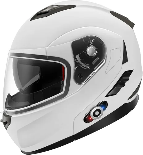 Vista 8 de FreedConn BM2-S - Casco de motocicleta con Bluetooth y función de marcación de voz, manos libres, 500 m/ 2 – 3 conductores, DOT con Bluetooth