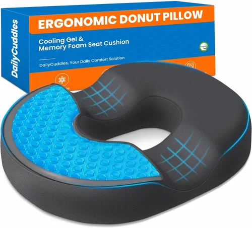 Vista 11 de Donut Pillow Cojín de espuma viscoelástica de gel refrescante, grande, color negro