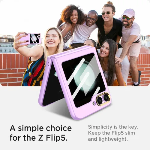 Vista 3 de Miimall Funda para Samsung Galaxy Z Flip 5 con protector de pantalla, textura ultra delgada al tacto, protector de pantalla de alta transparencia