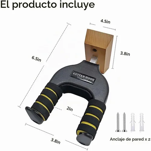 Vista 2 de Orgrimmar Soporte de pared para guitarra con autobloqueo antiarañazos con Bloqueo automático
