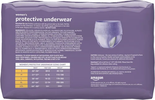 Vista 2 de Amazon Basics - Ropa interior protectora para mujer, para incontinencia y posparto, máxima absorción, talla S, lavanda, 24