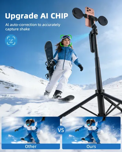 Vista 2 de Trípode para selfie stick de seguimiento automático de cara para iPhone con rotación ligera de 360° que sigue tu movimiento 70.9 pulgadas, trípode