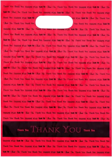 Vista 4 de Bolsas de plástico negras con mango troquelado "Thank You" de 9x12 50/cs- marca Bags Direct