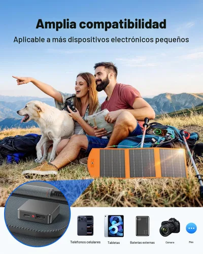 Vista 3 de SOLUPUP Paneles Solares 30W Portátiles Plegables Cargador Solar con USB-A 5V y USB-C de Carga Rápida Compatible con iPhone, iPad, Samsung, Power