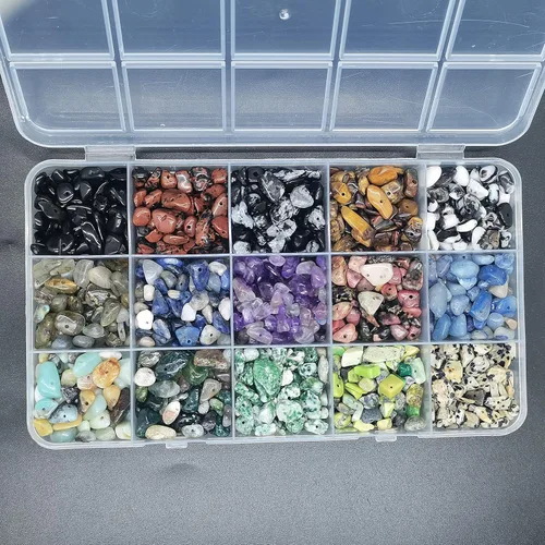 Vista 8 de Cuentas de piedras preciosas para hacer joyas DIY, cristales de energía curativa con pulido, cuentas irregulares trituradas con forma irregular