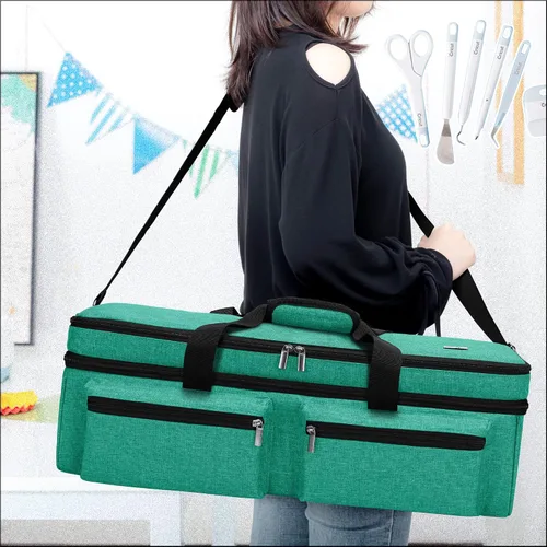 Vista 7 de LUXJA Bolsa de doble capa para Cricut Explore Air (Air2) y Maker, verde Verde Oscuro