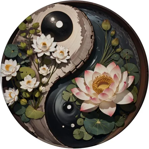 Vista 3 de Estanque de flores de loto Yin Yang PopSockets intercambiables PopGrip