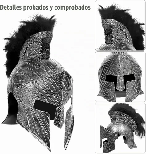 Vista 4 de Servllcell Casco medieval de caballero romano, casco de gladiador espartano griego de plástico, accesorios de disfraz medieval, sombrero de Halloween