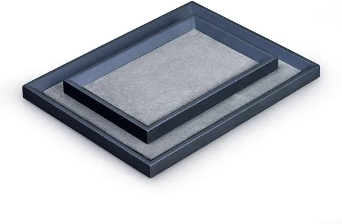 Vista 5 de Oirlv Organizador plano de cuero de alta calidad para exhibición de joyas, bandeja para catchall y valet para mesita de noche o aparador (pequeño)