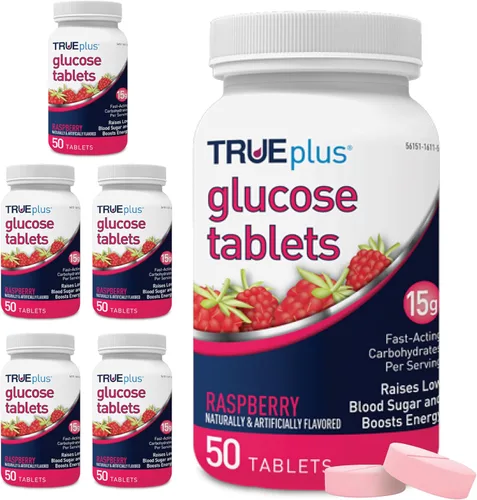 Vista 18 de TRUEplus® Tabletas de glucosa, sabor surtido (uva, frambuesa, naranja), botella de 50 unidades (1)