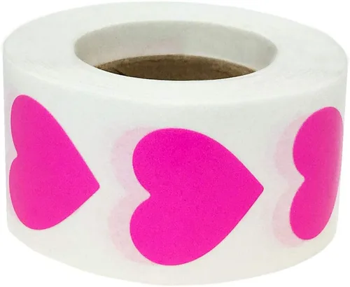 Vista 3 de Hot Pink Corazón Pegatinas Día de San Valentín Artesanía Scrapbooking 0.75 Pulgadas 500 Pegatinas Adhesivas