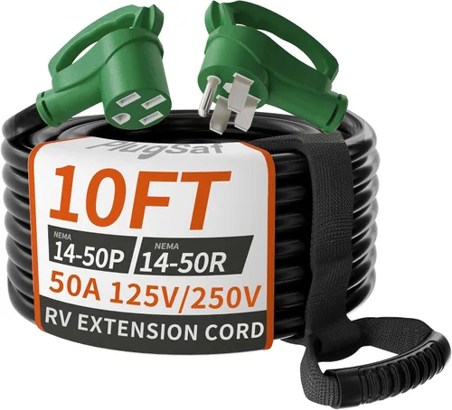Vista 8 de PlugSaf NEMA 14-50P/14-50R 3 pies 50 Amp cable de extensión RV/EV para exteriores con mango de agarre, cable de alimentación RV STW flexible de 4