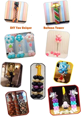 Vista 8 de LANGXUN Kit de arco de globos de mesa de 12 pies y 2 juegos de soporte de columna de globos de 50 pulgadas de alto para decoraciones de cumpleaños