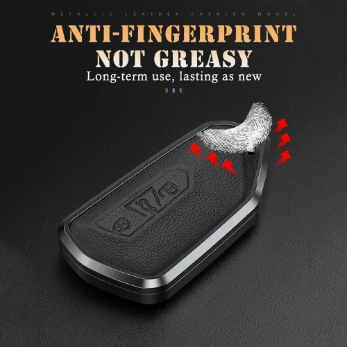 Vista 6 de SANRILY Funda para llavero de metal y cuero de alta calidad para VW ID.4 2020 2021 2022 MK8 ID.4 GTX, Skoda Octavia Seat Leon MK4, funda para llave