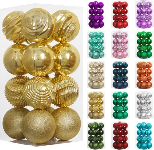 Vista 82 de XmasExp Juego de 24 mini esferas de Navidad inastillables para bolas de árbol de Navidad, 1.18 pulgadas (negro)
