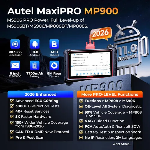 Vista 2 de Autel Escáner MP900, herramienta de escaneo de diagnóstico bidireccional con codificación ECU, misma función que MS906MAX MS906 PRO, actualización