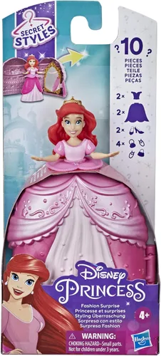 Vista 2 de Disney Princess Secret Styles Fashion Surprise Ariel, Mini juego de muñecas con ropa y accesorios adicionales, juguete para niñas de 4 años