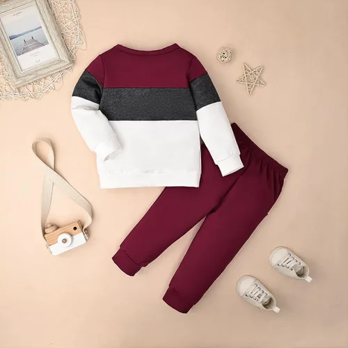 Vista 30 de Ropa de otoño e invierno para bebé, trajes de niño pequeño, sudadera de manga larga, sudadera de retazos y pantalones, 2 piezas, 12 meses a 5 años