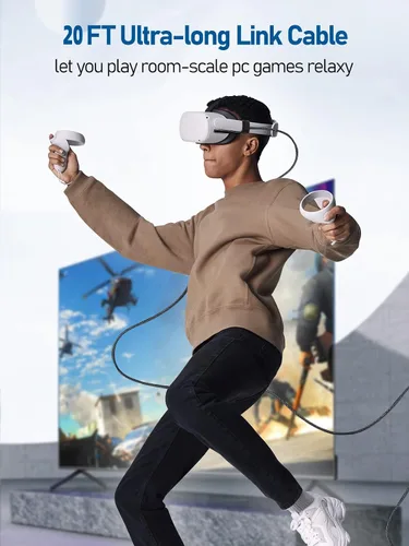 Vista 4 de Miaeueu Cable de enlace de 20 pies compatible con OculusMeta Quest 2Pro y PCSteam VR, USB 3.2 Gen 1 tipo A a C cable de carga para auriculares VR