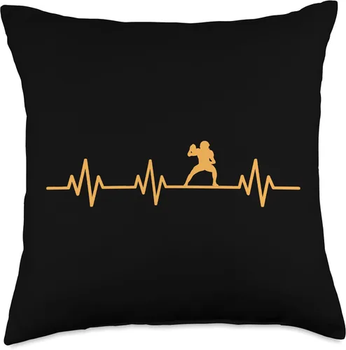 Vista 4 de Football Quarterback Football QB Life Love Heartbeat Throw Pillow