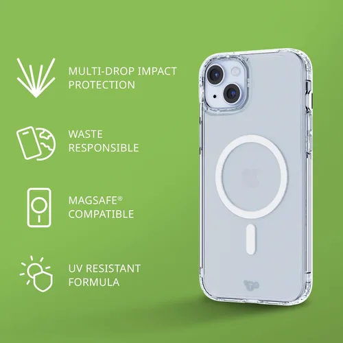Vista 3 de tech21 Evo - Funda transparente para iPhone 15 Plus, compatible con MagSafe, funda de protección contra impactos, transparente
