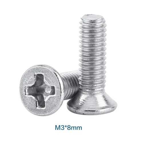 Vista 8 de Tornillos de máquina M3, 9 tipos M3 de cabeza plana, acero inoxidable SS304 de cabeza plana de acero inoxidable SS304 (M3x8)