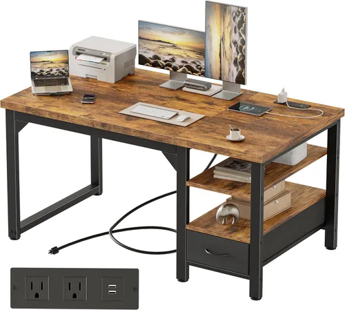 Vista 46 de Mericonia Escritorio para computadora, escritorio de juegos para espacios pequeños, mesa de estilo moderno y simple para oficina en casa, mesa