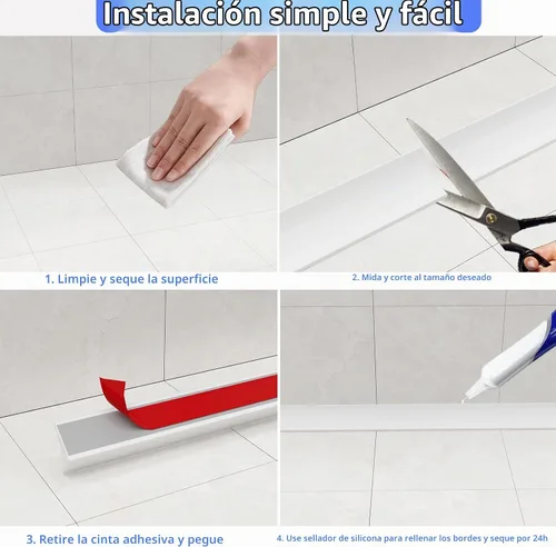 Vista 7 de Barrera de umbral de ducha de 39 pulgadas, sello inferior de puerta de ducha de silicona para tapón de agua, borde flexible para protector