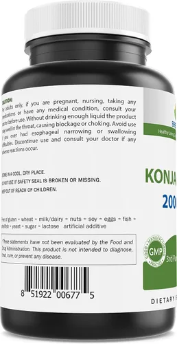 Vista 3 de Brieofood Konjac Root Glucomanano 2000 mg por porción - 180 Cápsulas Vegetarianas