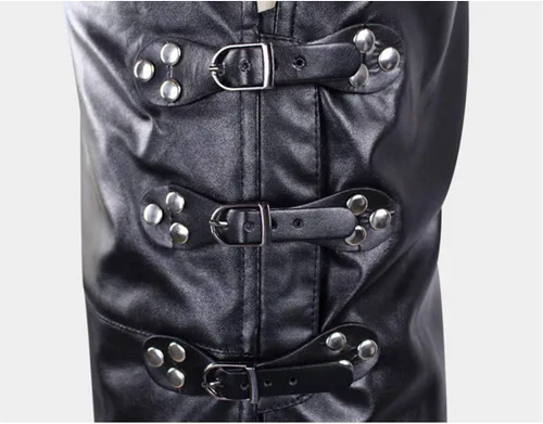 Vista 5 de ALIZIWAY Disfraz de cosplay de Jon Snow con abrigo, capa negra, disfraz de caballeros de Halloween para hombre