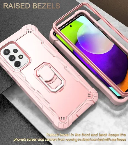 Vista 5 de Asuwish Funda de teléfono para Samsung Galaxy A52/A52S 5G con soporte de anillo, resistente, a prueba de golpes, cuerpo completo, resistente