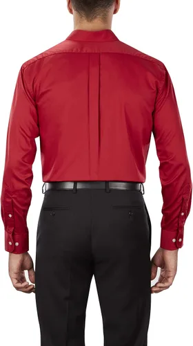 Vista 2 de Van Heusen Camisa de vestir de sarga sólida con cuello abotonado para hombre Azul cobalto