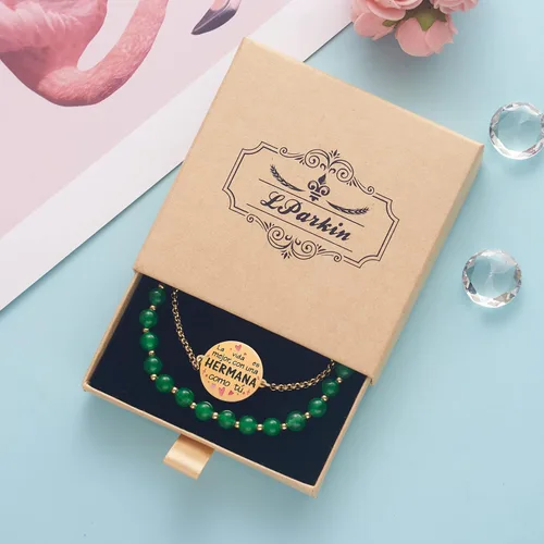 Vista 7 de LParkin Pulsera Mujer Hermana Acero Inoxidable Regalo Cumpleaños Hermana Pulsera a la Mejor Hermana Ajustable