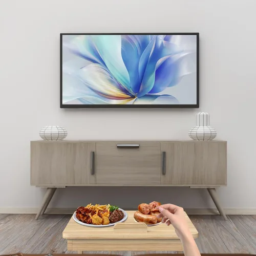 Vista 7 de Mesa de sofá en forma de C, mesa auxiliar con ruedas giratorias de 360°, escritorio inclinable ajustable de 40° para sofá, laptop, café, mesa C