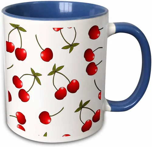 Vista 12 de 3dRose Janna Salak diseños Prints y patrones – Cereza jugosa De Impresión Rojo Cerezas sobre blanco – Tazas, Negro/Blanco