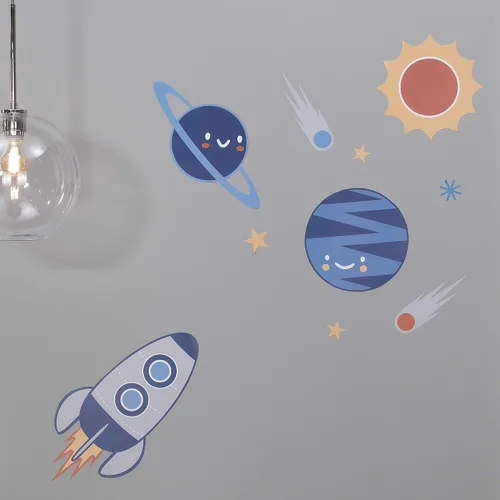 Vista 8 de Lambs & Ivy Milky Way Space Galaxy - Juego de ropa de cama para cuna de bebé, 4 piezas, color azul y gris