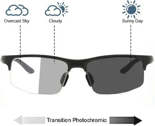 Vista 3 de Gafas de lectura bifocales fotocromáticas para hombres Aluminio magnesio deportes transición lupa presbicia gafas de sol lectores Negro
