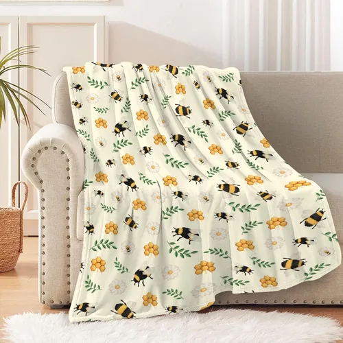 Vista 10 de Manta de franela ligera de abeja, regalos para niñas y mujeres en todas las estaciones, manta para cama, sofá, 30 x 40 pulgadas, para bebé/mascotas