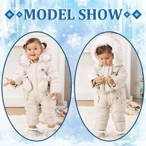 Vista 5 de UVIPC Traje de nieve de invierno para bebé, traje de invierno con capucha, traje de nieve para 3-24 meses
