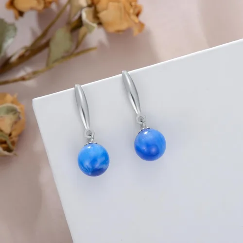 Vista 4 de LILALO Aretes de lapislázuli natural, cristal de fresa, zafiro, aguamarina, sauce de mar morado, perlas para mujer, plata de ley, ganchos colgantes